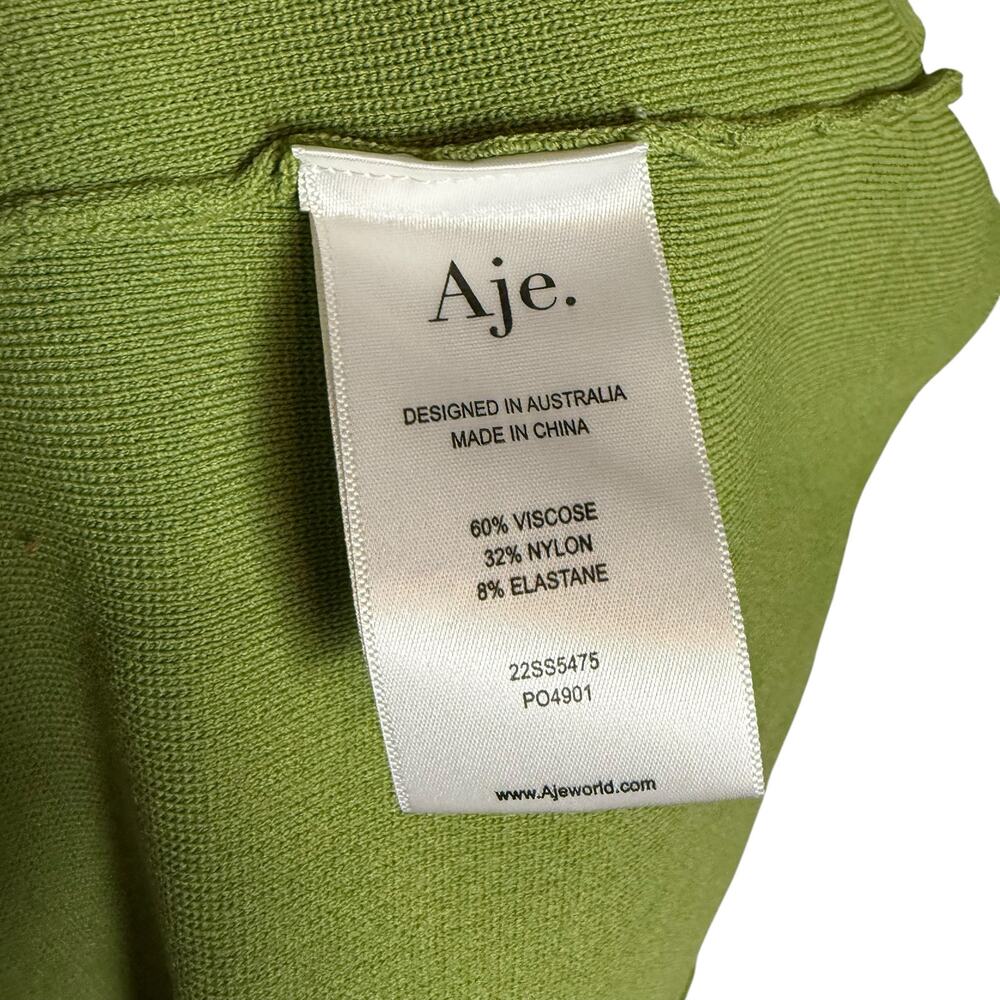 Aje Amelie Spring Green Cut Out Long Sleeve Knit Mock Neck Midi Dress Sz Medium - Picture 11 of 13